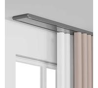 Set di binari per tende a doppio soffitto, sistema a doppio binario regolabile per la privacy in spazi aperti, 4 m, grigio per montaggio a soffitto per una facile installazione