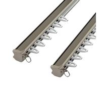 Set di binari per tende da soffitto in alluminio resistente, silenzioso, doppio palo per divisorio e finestra a bovindo, 110 cm, finitura champagne, perfetto per la decorazione della casa e soluzioni