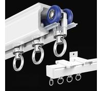 Set di binari per Tende da soffitto per divisorio di Ambienti, Regolabili da 3,3 a 19,7 Piedi, Binario con Montaggio a Rullo, Bianco/Nero Moderno, Bastone per Tende Ideale per casa, Ufficio