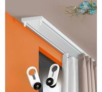 Set di binari per tende in alluminio a 2 strati, montaggio a soffitto, 2,6 m, colore bianco resistente, perfetto per decorazioni domestiche e trattamenti per finestre, ideale per tende e tende
