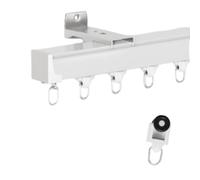 Set di binari per tende in alluminio per montaggio a parete, 110 cm, guida laterale regolabile, asta singola, divisorio per soggiorno, camera da letto, ospedale - bianco