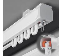 Set di Binari per Tende Resistenti - Binario Scorrevole da Soffitto - Aste per Tende in Lega di Alluminio Ispessita - per Appartamenti, Aule, Ospedali(White Ceiling,150cm/4.9ft)