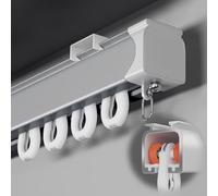 Set di Binari per Tende Resistenti - Binario Scorrevole da Soffitto - Aste per Tende in Lega di Alluminio Ispessita - per Appartamenti, Aule, Ospedali(Gray Wall,200cm/6.6ft)