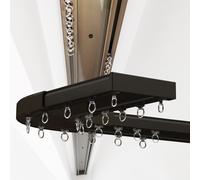 Set di binari per tende resistenti per divisori, guide da soffitto a doppia fila da 4 m, con rullo, connettori angolari per finestra a golfo, hardware per il trattamento delle finestre, nero