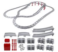 Set di binari per treno, 67 pezzi, binari per ferrovia della città, mattoncini da costruzione, binari ferroviari in cross, traccia dritta, curve, binari obliqui, compatibili con il leader di mercato