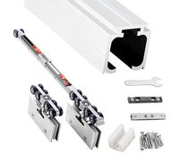 Set di binari scorrevoli in lega di alluminio per Binario for porta scorrevole in vetro e kit hardware multicolore Lunghezza 100-400 cm(Silver,240cm/94.5in)
