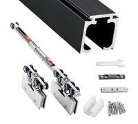 Set di binari scorrevoli in lega di alluminio per Binario for porta scorrevole in vetro e kit hardware multicolore Lunghezza 100-400 cm(Schwarz,340cm/133.9in)
