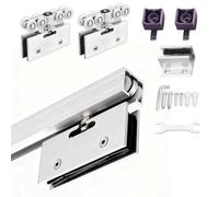 Set di binari scorrevoli in lega di alluminio per Kit binario for porta scorrevole in vetro 8 ganci for ruote, spessore 1-1,2 cm, multicolore, dimensioni multiple(Silver,20in/51cm)