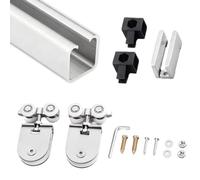 Set di binari scorrevoli in lega di alluminio per Kit di ricambio for binario for porta scorrevole in vetro in alluminio, rulli a 4 ruote, multicolori, dimensioni multiple(Silver,124in/315cm)