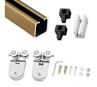 Set di binari scorrevoli in lega di alluminio per Kit di ricambio for binario for porta scorrevole in vetro in alluminio, rulli a 4 ruote, multicolori, dimensioni multiple(Champagne,144in/366cm)
