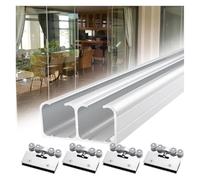 Set di binari scorrevoli in lega di alluminio per Set di guide for porte in vetro Kit hardware for montaggio superiore for vetri spessore 8-12 mm dimensioni multiple(138 inch/350.5cm)