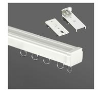 Set di binari silenziosi da soffitto per divisori, sistema di montaggio a parete scorrevole liscio, con accessori completi per camper (bianco, 180 cm, 2 x 90 cm)