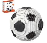 Set di blocchi da calcio professionali, decorazione classica a tema sportivo in bianco e nero, modello avanzato ad incastro da scrivania con opzioni di montaggio personalizzabili per un design moderno