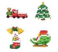 Set di blocchi di costruzione di Babbo Natale, confezione da 4 pezzi di blocchi di costruzione a tema natalizio, 2026 nuove mini figure da costruzione, calza fai da te, regali di compleanno di Natale