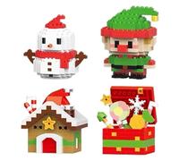 Set di blocchi di costruzione di design di Babbo Natale, confezione da 4 blocchi di costruzione a tema natalizio, mini figure da costruzione, calza fai da te, regali di compleanno, regali di Natale