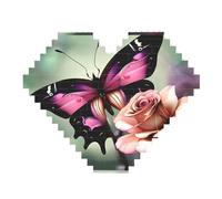 Set di blocchi di costruzione fai da te a forma di cuore con stampa a forma di farfalla con fiori e rose e farfalle, decorazione per la casa, 82 pezzi