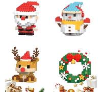 Set di Blocchi di Costruzione Natalizi, Confezione da 12 Ornamenti di Blocchi di Costruzione a Tema Natalizio, Mini Figure da Costruzione, Albero di Natale con Calze Fai da Te 4pcs A