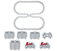 Set di blocchi di costruzione, rotaie ferroviarie della città, composto da diritti, curve e incroci, giocattolo ferroviario, giocattolo educativo, regalo per ragazzi e ragazze