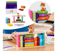 Set di blocchi di legno per la scuola, materiale scolastico con gattino