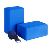 Set di blocchi e cinghie per yoga in schiuma EVA, morbidi blocchi antiscivolo, universali per esercizi di stretching, tonificazione e pilates, blu