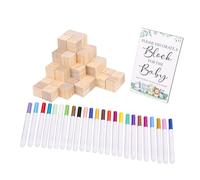 Set di Blocchi per Baby Shower da Decorare (Baby Shower Games Gift Kit) | Contiene 50 blocchi, 24 pennarelli, ideali per divertimento pratico, materiali durevoli per un uso duraturo