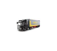 Set di blocchi per camion Black Semi di General Jim - Modello altamente dettagliato da 231 mm - Stack di scarico del rimorchio grigio e giallo realis