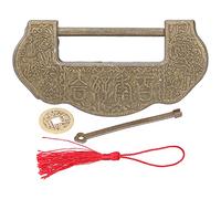Set di blocco intagliato vintage cinese di bordo antico con tasto per la scatola di gioielli mobili squisiti Ming Qing Dynasty Design Durevole Materiale 7.5x3,5 cm (Antico bronzo)