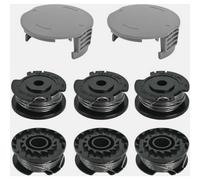Set di bobine di filo di ricambio per decespugliatore, composto da 6 bobine e 2 cappucci per bobine.