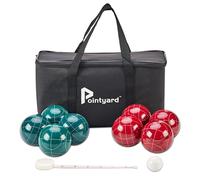 Set di bocce Pointyard da 90 mm, classico set di bocce con 8 bocce in resina, 1 pallino, borsa in nylon con cerniera e metro a nastro - Giochi pe