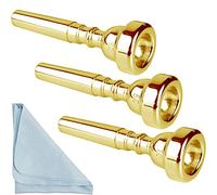 Set di bocchini per tromba dorati, 7C, 5C, 3C, con panno per la pulizia della scatola, compatibile con strumenti musicali Yamaha Bach Conn King, per principianti e musicisti, confezione da 3