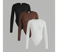 Set di body a manica lunga con collo a giro minimalista e casual, comodo per ragazze adolescenti 8Y,9Y,10Y,11Y,12YColore unicoTessuto in maglia