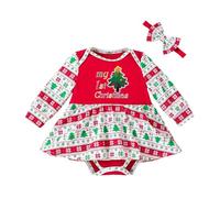 Set di body natalizio per neonati, con accessori per capelli festivi, per bambine e bambine, come incantevole abbigliamento da festa con design carino per feste di vacanza, occasioni speciali (rosso