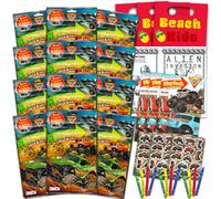 Set di bomboniere - Confezione con 12 pacchetti di gioco Monster Jam Monster Truck con pagine da colorare, adesivi, sacchetti regalo e altro (art