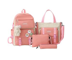 Set di borsa da trasporto per zaino per zaino primario 4 pezzi con astuccio a tracolla | Zaino per computer portatile, telefoni, libri, Rosa, Fare riferimento alla descrizione, Fare riferimento alla