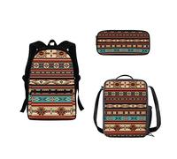 Set di borse 3 in 1 con stampa di squalo 3D, zaino leggero per la scuola, borsa per il pranzo e portapenne, per bambini e ragazzi, Aztec Sud-Ovest, Taglia unica, Zaini Daypack