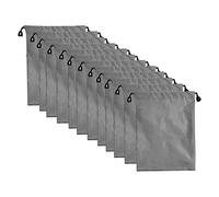 Set di borse con coulisse, piccole, in tessuto impermeabile, in flanella, con tasca per regali, 12 pezzi, Grigio, 15*20CM, Classico