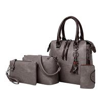 Set di borse da donna alla moda, borsa da trasporto, borsa a tracolla, manico superiore, set di 4 borse da favola dei fratelli, grigio., taglia unica