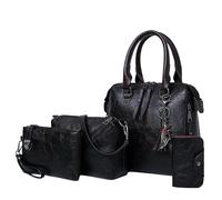 Set di borse da donna alla moda, borsa da trasporto, borsa a tracolla, manico superiore, set di 4 borse da favola dei fratelli, Nero , taglia unica
