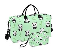 Set di borse da trasporto grande e mini sacchetto a ultrasuoni trapuntato tasca in rete versatile per brevi viaggi, Boschetto di panda, One Size, Classico