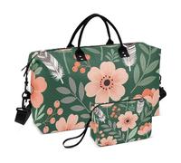 Set di borse da viaggio a due pezzi con cerniera trapuntata a onde e scomparti alla moda per viaggi brevi, Giardino Bloom, One Size, Classico