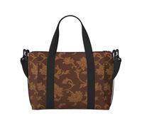 Set di borse da viaggio con stampa floreale ornata con cerniera, borsa casual per viaggi di fine settimana e shopping in palestra, Nero , Taglia unica, Borsa da viaggio