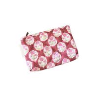 Set di borse for il trucco trapuntate in cotone poliestere | Set di borse for cosmetici da viaggio da donna in cotone trapuntato floreale multicolore. Pochette portaoggetti(Red)