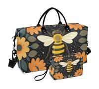 Set di borse per la notte con borsa grande e mini tasca a rete con stampa completa e pratica tasca portaoggetti, Fiore di margherita., One Size, Classico