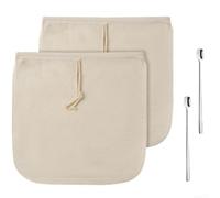Set di borse quadrate in cotone biologico da 12,8 pollici | Dimensioni quadrate da 32,5 cm, ampia capacità per lotti, chiusura sicura con coulisse, per un uso versatile dell'infusore