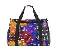 Set di borse sportive da donna con stampa di dadi da gioco, borsa da palestra con scomparto, borsone da uomo, borsone da donna, borsa da viaggio per il fine settimana, Nero , Taglia unica