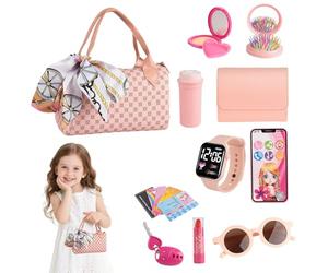 Set di borsetta da ragazza con trucco da gioco - simpatico giocattolo con accessori, ragazze dai 3 4 5 6 anni per truccarsi, vestire e giocare di ruolo a casa o in viaggio
