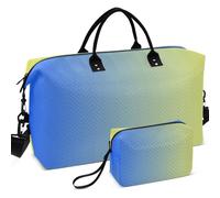 Set di borsone da palestra da viaggio con divisore in rete stampata su tutta la superficie, portatile, per sport e palestra, Giallo Blu Gradiente, one size, Retro