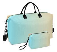 Set di borsone da palestra da viaggio con divisore in rete stampata su tutta la superficie, portatile, per sport e palestra, Blu Giallo Gradiente, one size, Retro