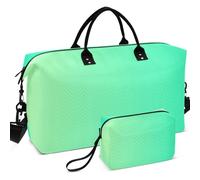 Set di borsone da palestra da viaggio con divisore in rete stampata su tutta la superficie, portatile, per sport e palestra, Verde scuro sfumato, one size, Retro