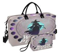 Set di borsone da viaggio con stampa all-over con piccola tasca portatile per articoli da toeletta organizer spirituale strega luna magia